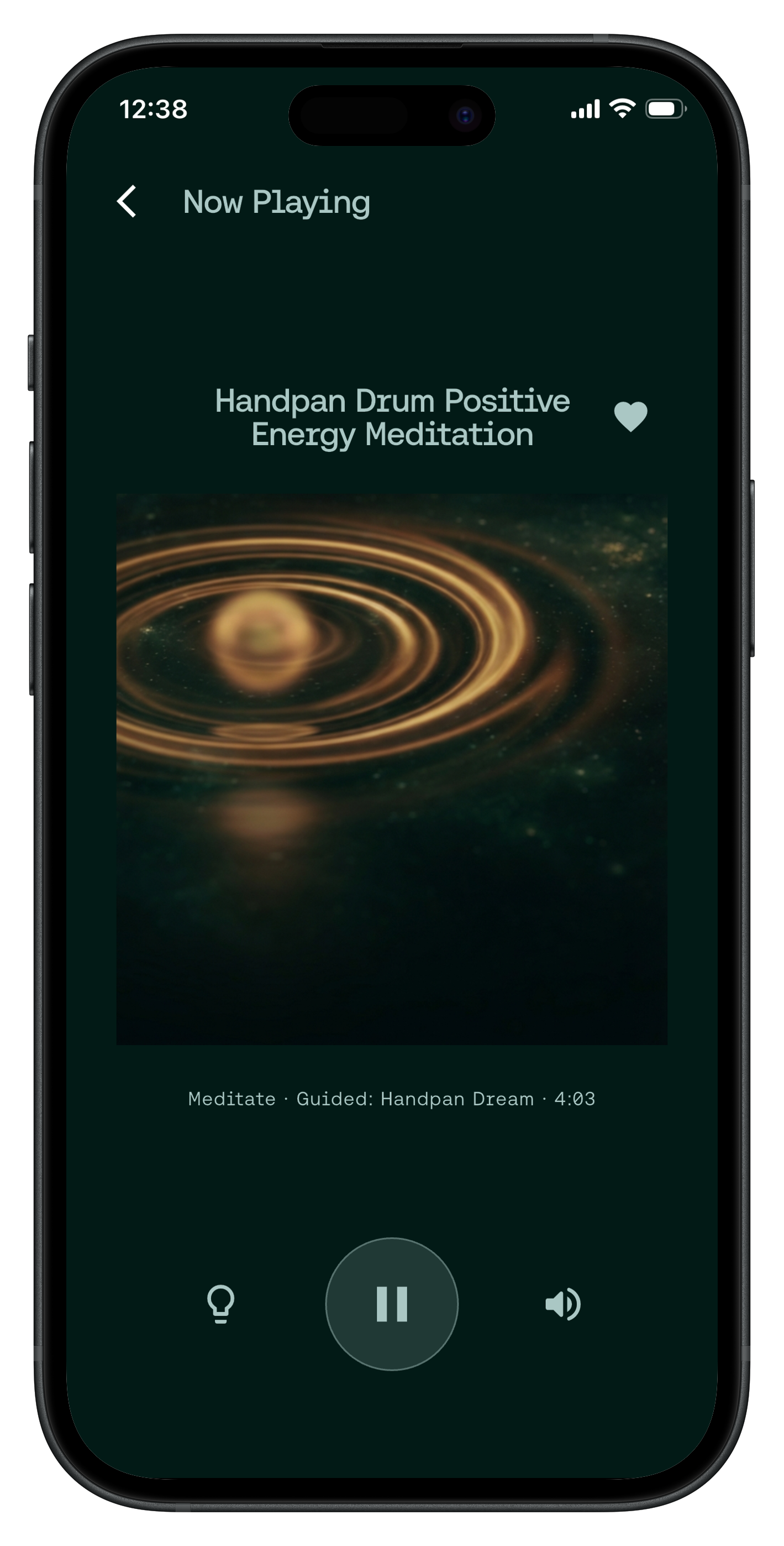 Naptick app — Now Playing screen with the Handpan Drum meditation track