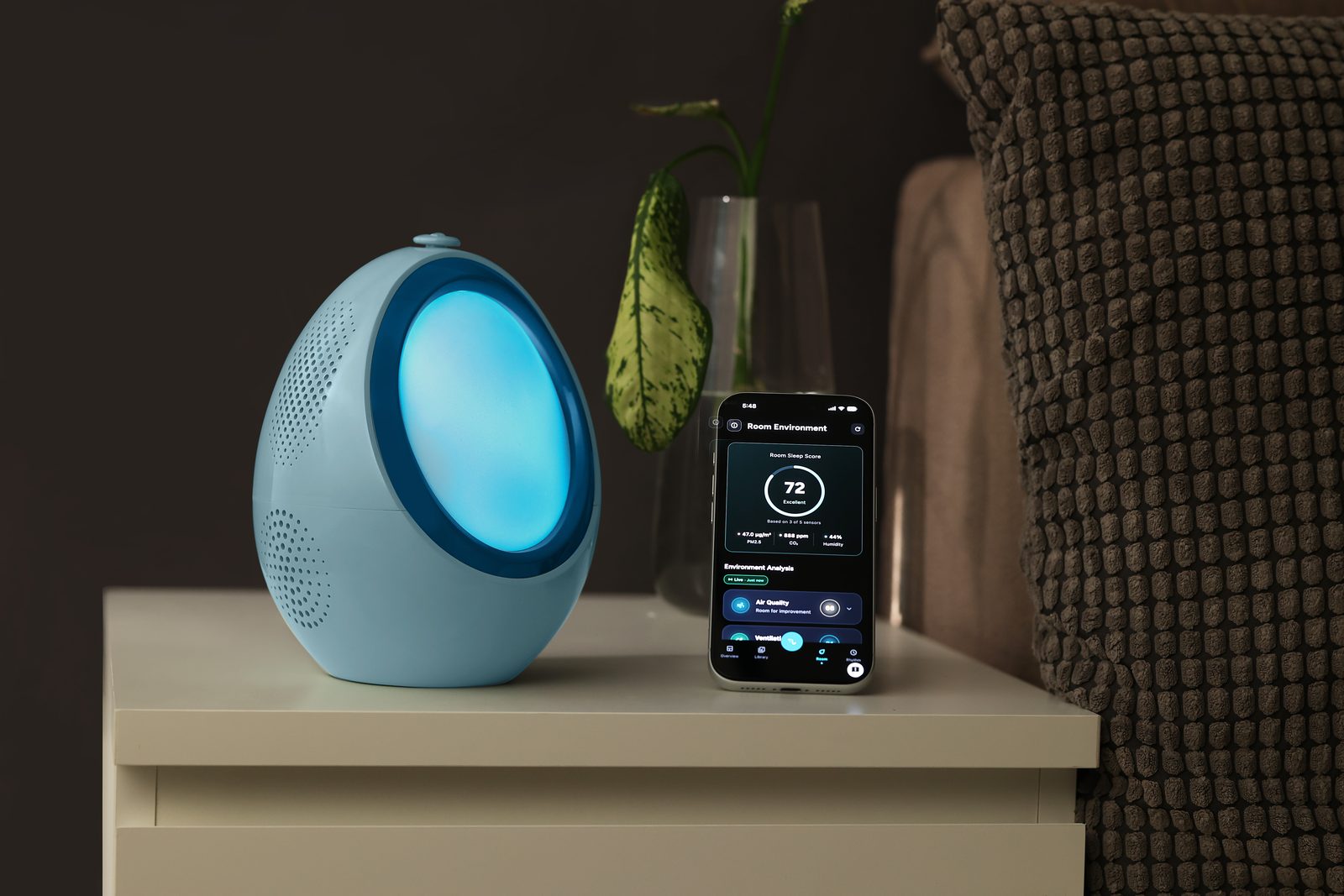 The Naptick app showing a room sleep score